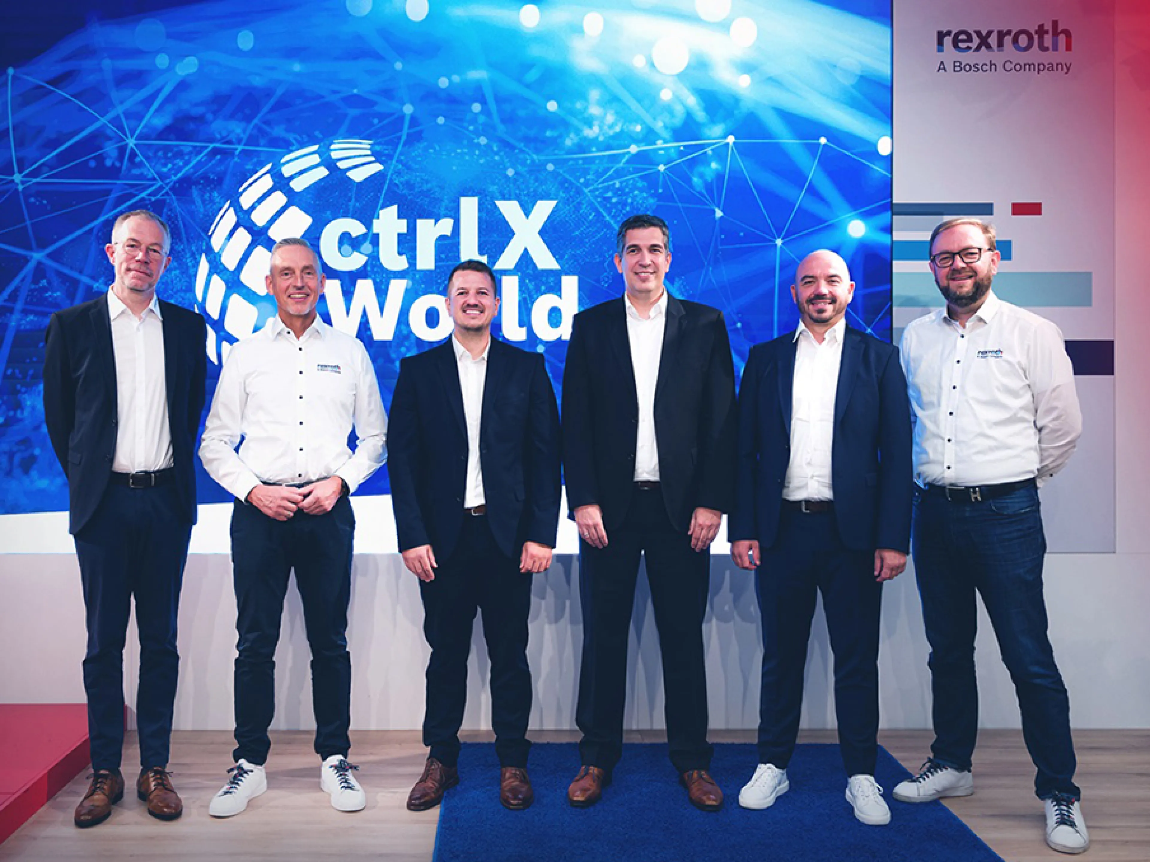v.l.n.r.: Christian Lumpe, Schmersal, Steffen Winkler, Bosch Rexroth, Stefan Schmitt, Christian Kessler, Tobias Nittel, SEW-Eurodrive, Hans Michael Krause, Bosch Rexroth