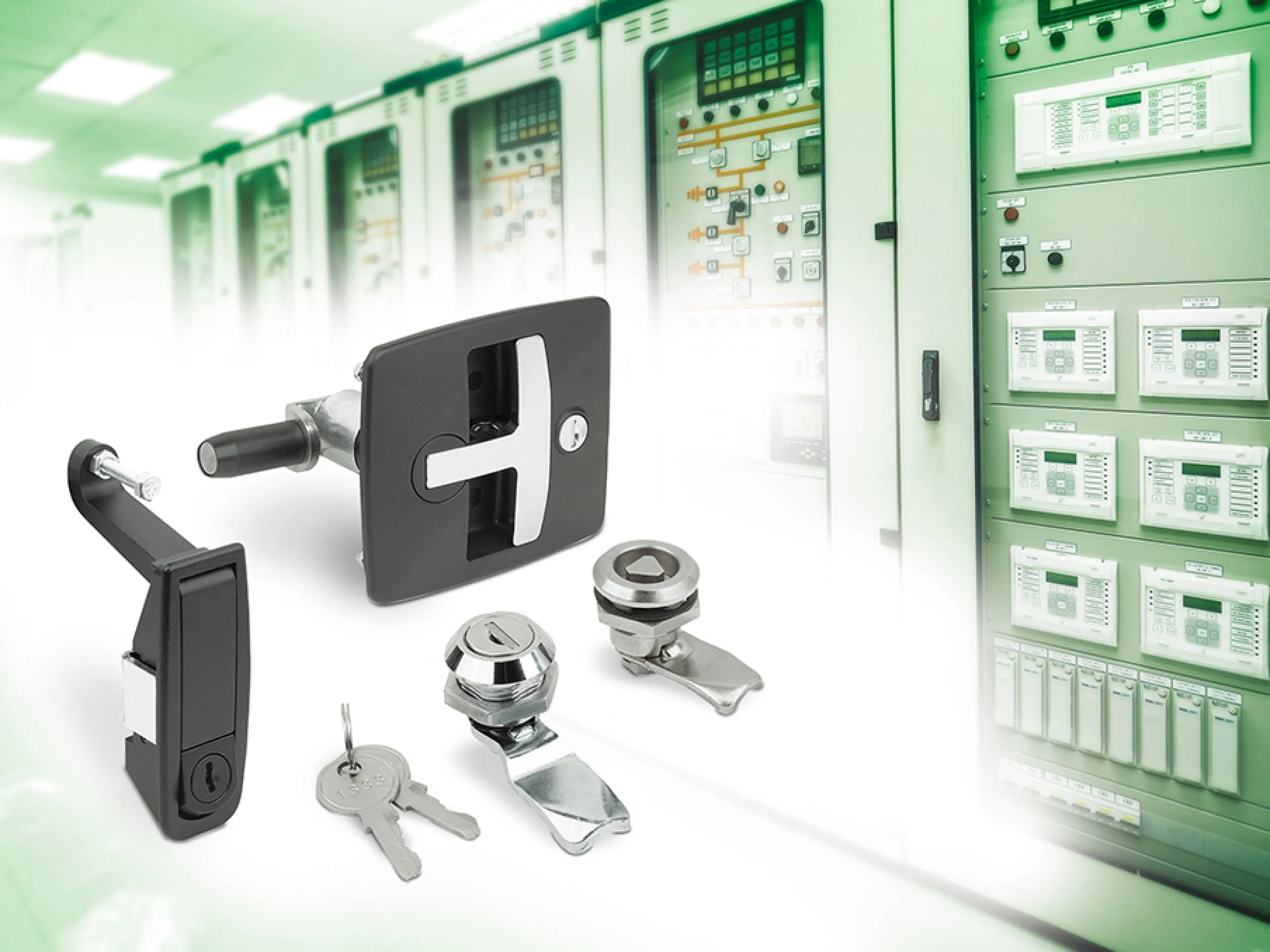 Zum Schutz sensibler Elektronik im Schaltschrank und in Schaltanlagen vor unbefugtem Zugriff und Umwelteinflüssen hat Norelem Drehriegel und Riegelverschlüsse für Standardanwendungen sowie ergonomische Schwenkhebel für größere Schaltschränke entwickelt
