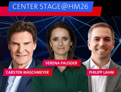 Die Center Stage auf der Hannover Messe 2026 dreht sich um die Transformation in der industriellen Produktion. Sie bringt Persönlichkeiten aus Wirtschaft, Politik, Wissenschaft und Gesellschaft mit Entscheidungsträgern der globalen Industrie zusammen, um Herausforderungen, Strategien und Lösungen auszutauschen