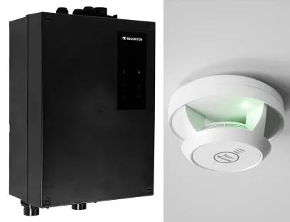 Für verbesserten Brandschutz: Das neue Ansaugrauchmelder-System „ASD 2000“ (links) setzt auf Einfachheit und digitale Anbindung. Der Rauchwarnmelder „Konexxt Remote“ (rechts) ermöglicht eine vollständige Ferninspektion gemäß DIN 14676-1